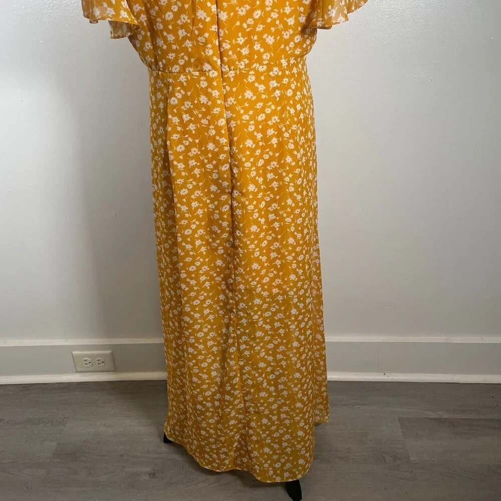 Lulus Midi Dress Women's XL Yellow Floral Print After Bloom Delight Button Front - Picture 11 of 15